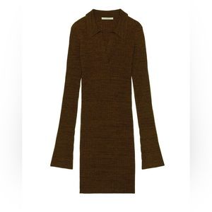 AUTHENTIC HELMUT LANG BROWN KNIT MARL MINI DRESS